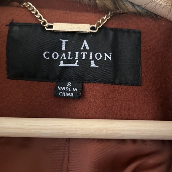 Vintage style rust long coat with removable fur size S - Picture 5 of 7